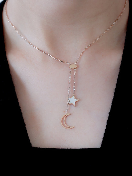 Moon & Star Charm Necklace