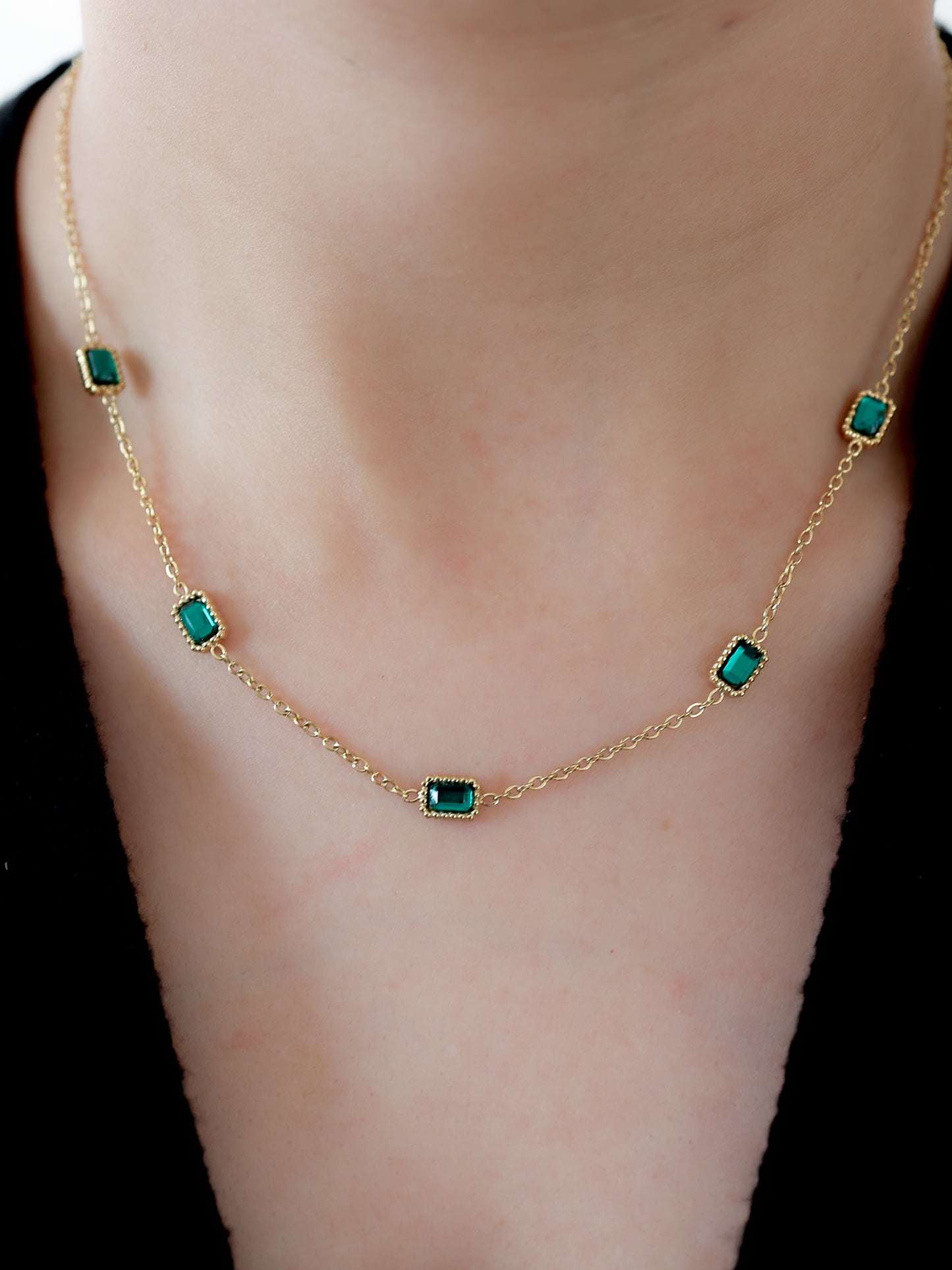Emerald Baguette Necklace