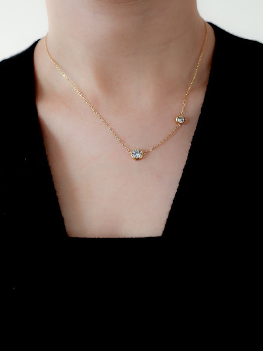 Aqua Glow Necklace(Gold)