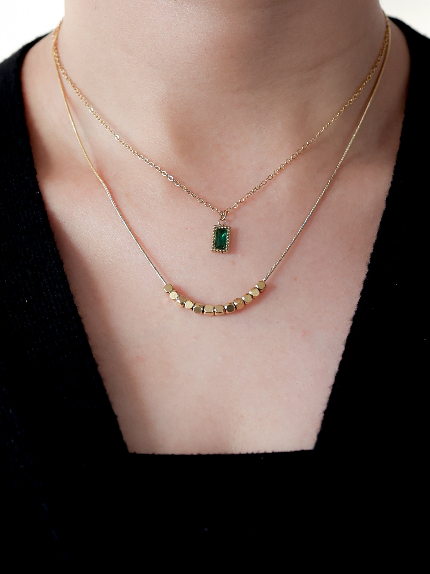 Emerald Glow Layered Necklace