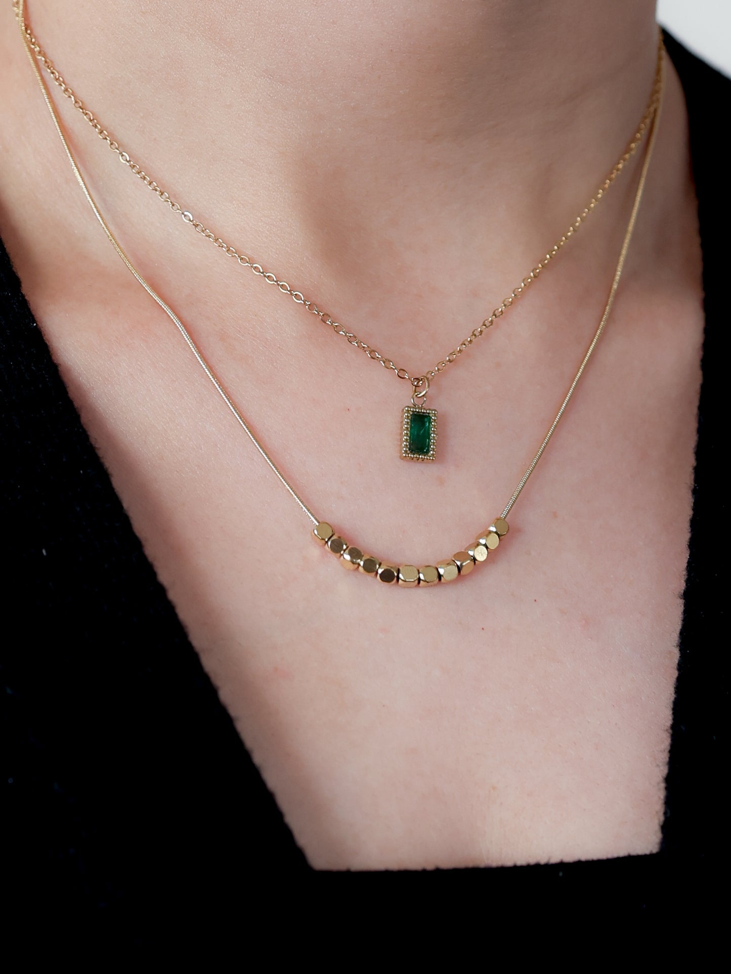 Emerald Glow Layered Necklace