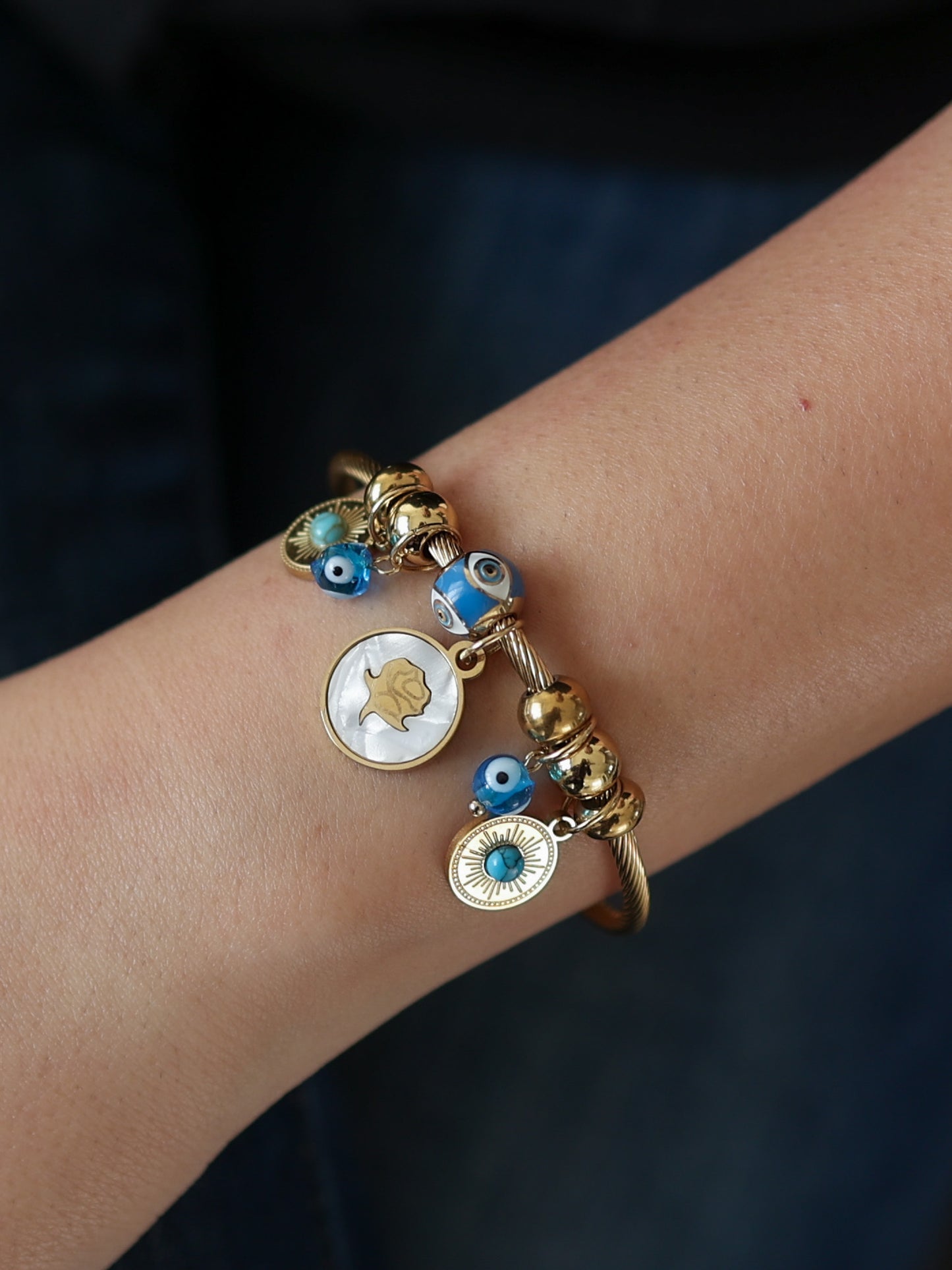 Rose Evil Eye Golden Bracelet