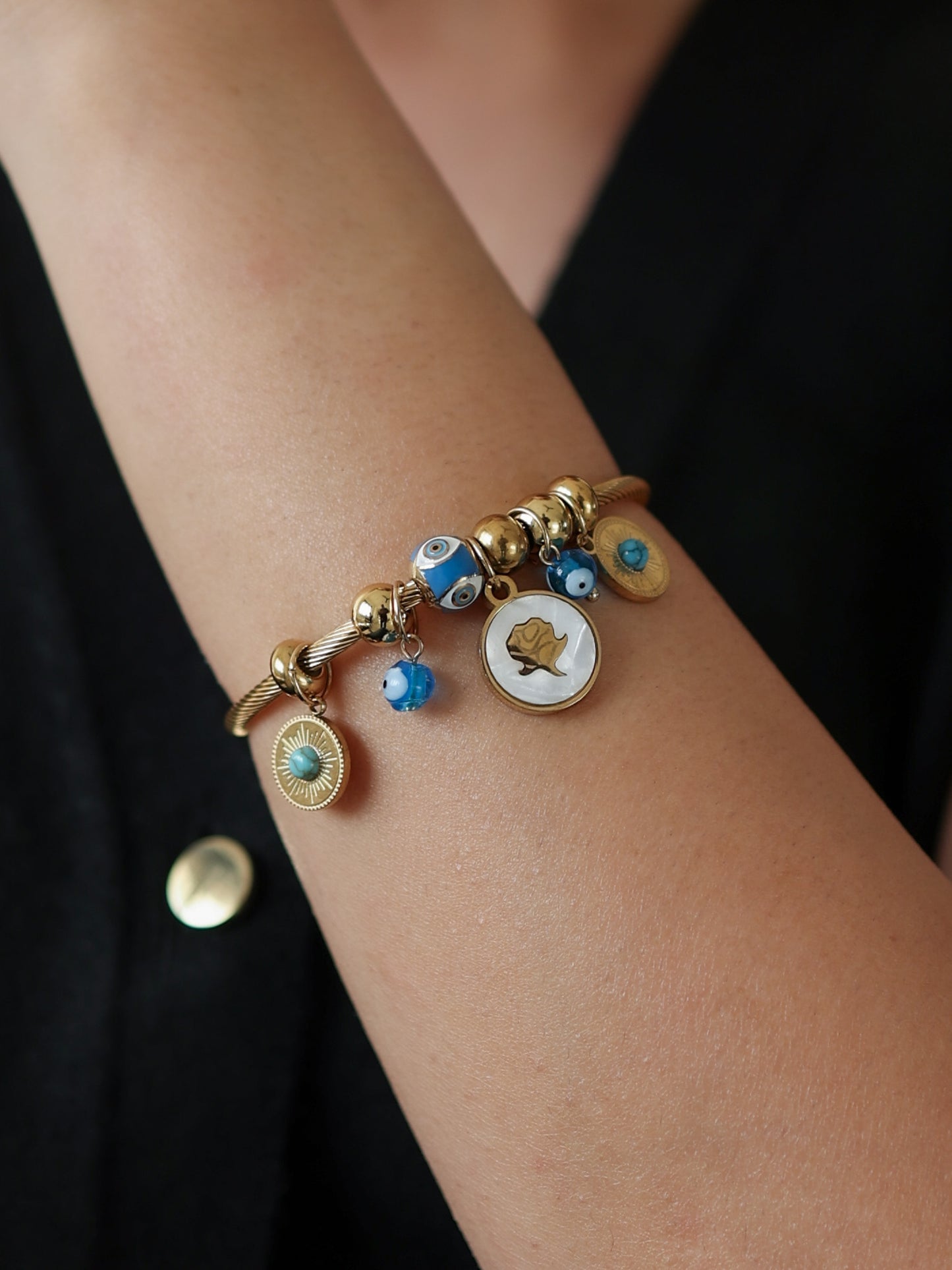 Rose Evil Eye Golden Bracelet