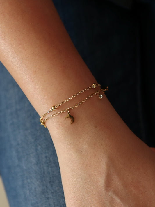 Dainty Moon & Star Charm Bracelet