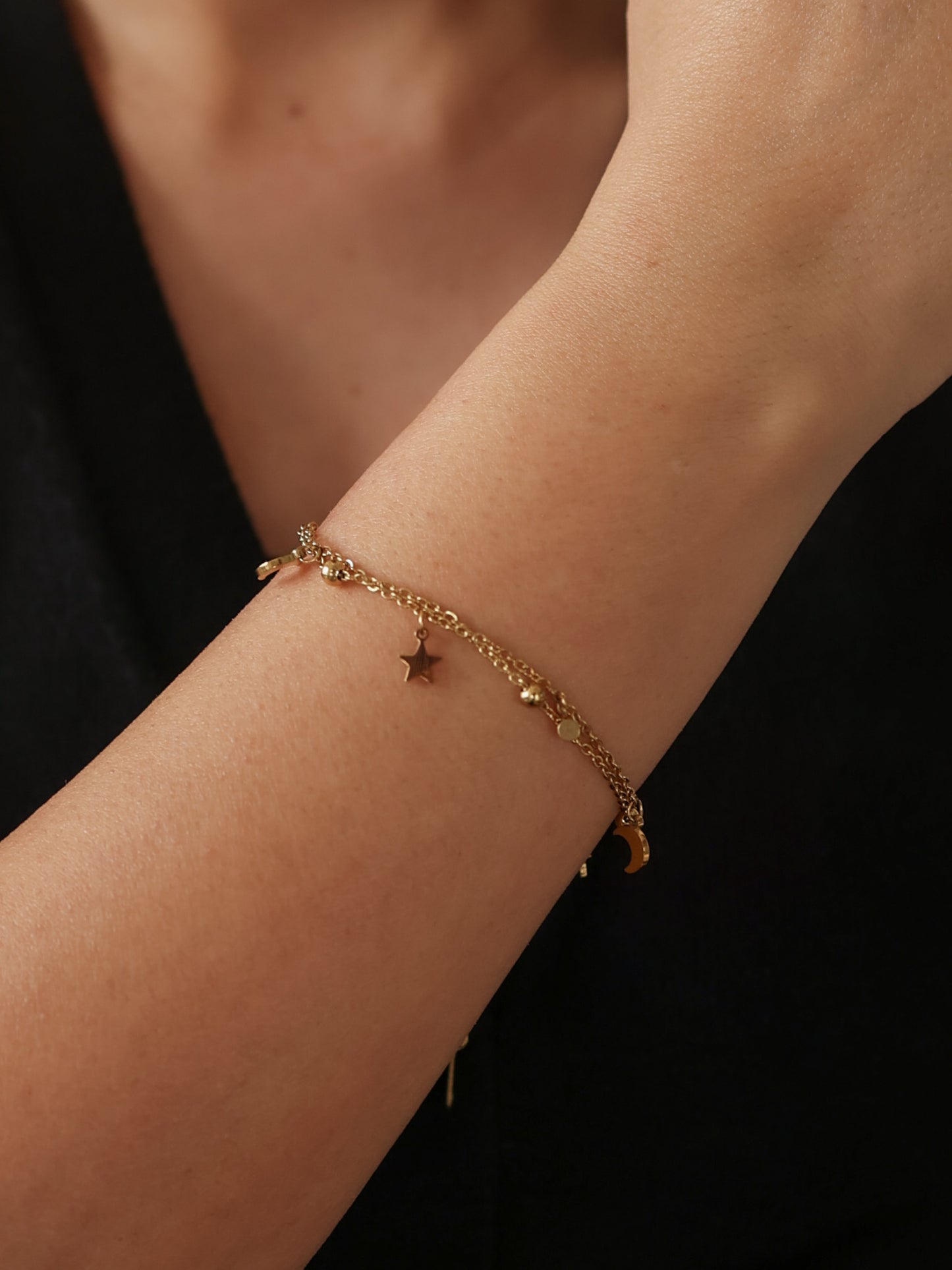 Dainty Moon & Star Charm Bracelet