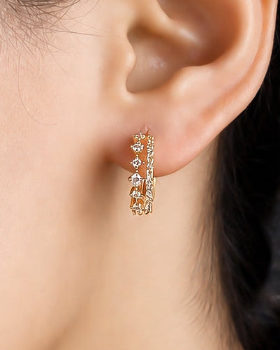 Crystal Heart Huggie Hoops