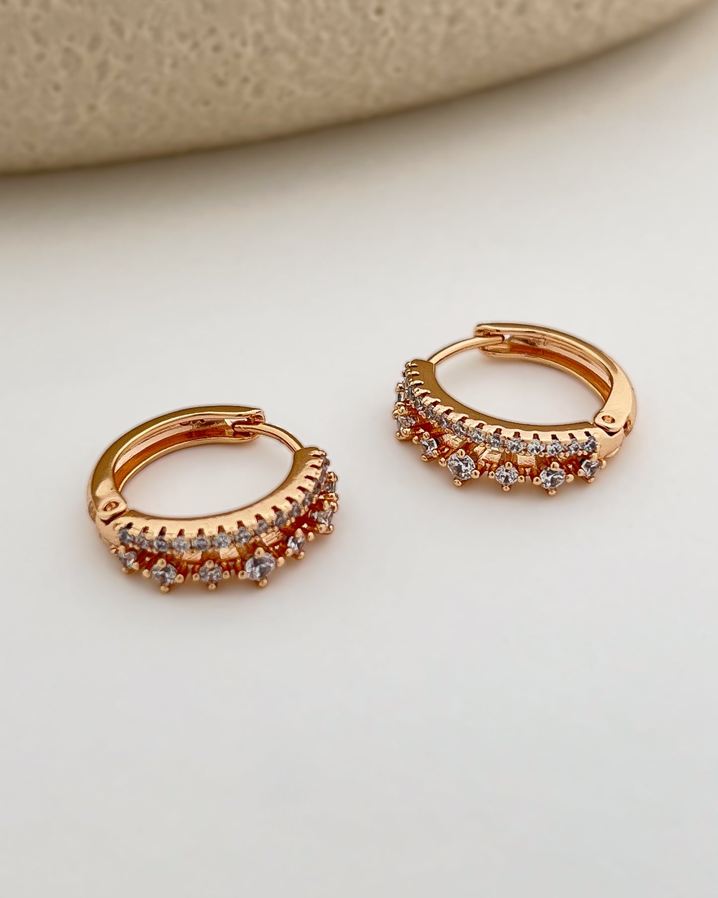 Crystal Heart Huggie Hoops