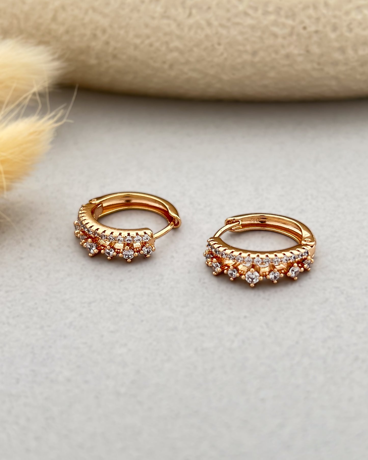 Crystal Heart Huggie Hoops
