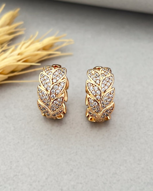 Crystal Leaf Huggie Hoops