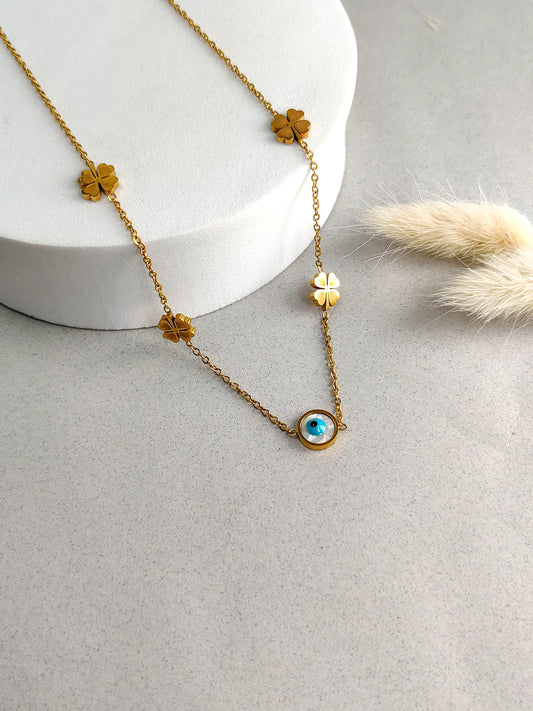 Lucky Leaves Evil Eye Necklace