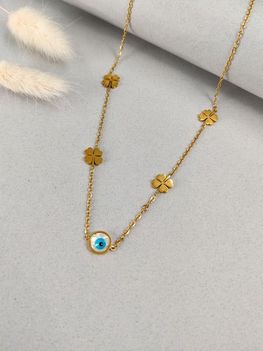 Lucky Leaves Evil Eye Necklace