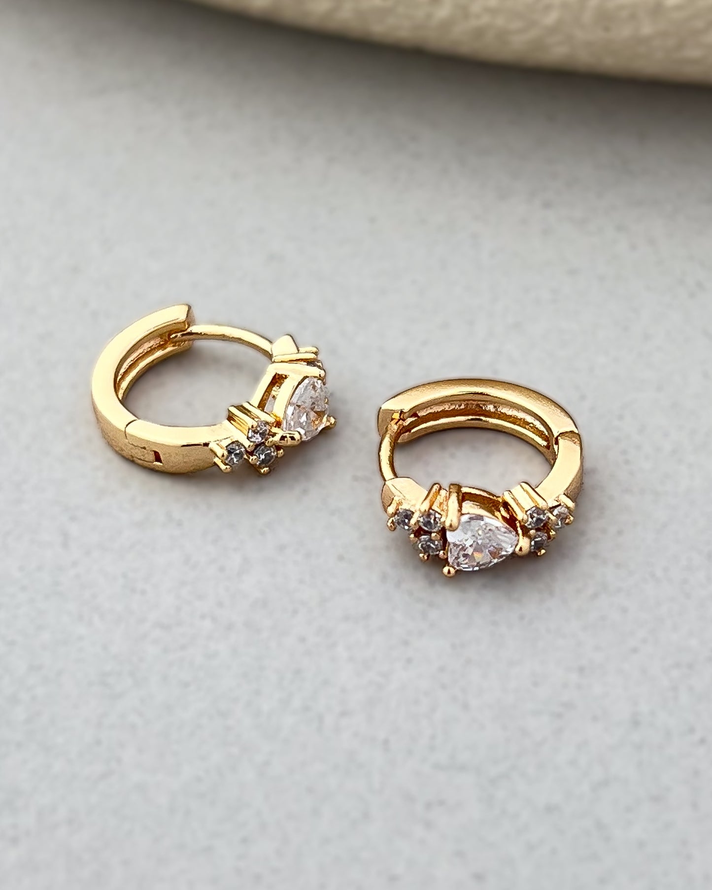 Heart Cascade Huggie Hoops