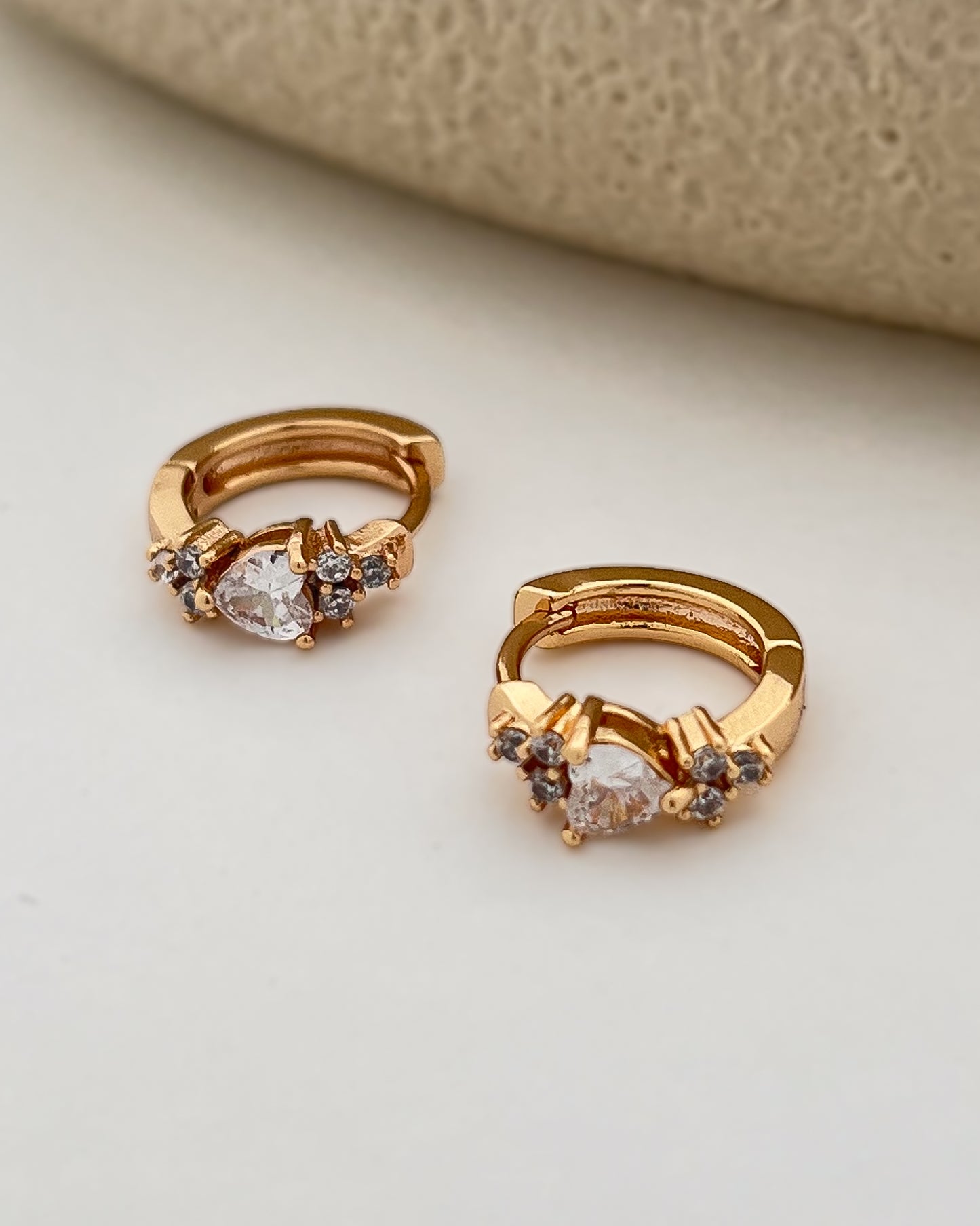 Heart Cascade Huggie Hoops