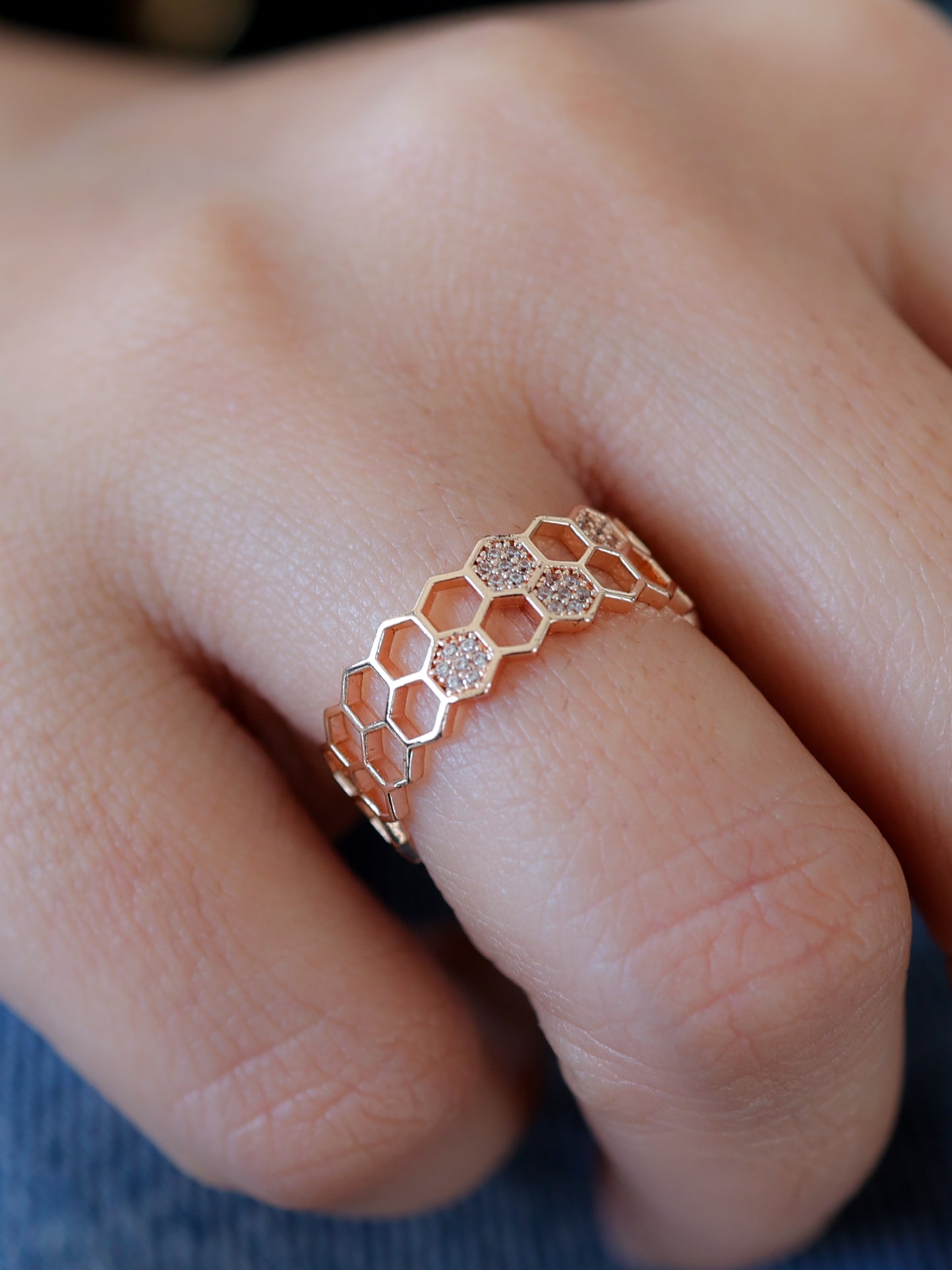 Crystal Honeycomb Ring
