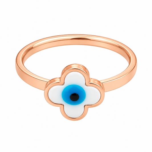 Evil Eye Clover Ring