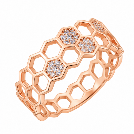 Crystal Honeycomb Ring