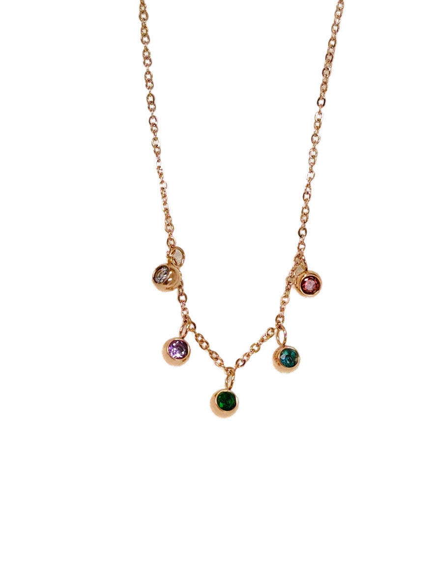 Shea Multi Crystal Necklace (Rose gold)