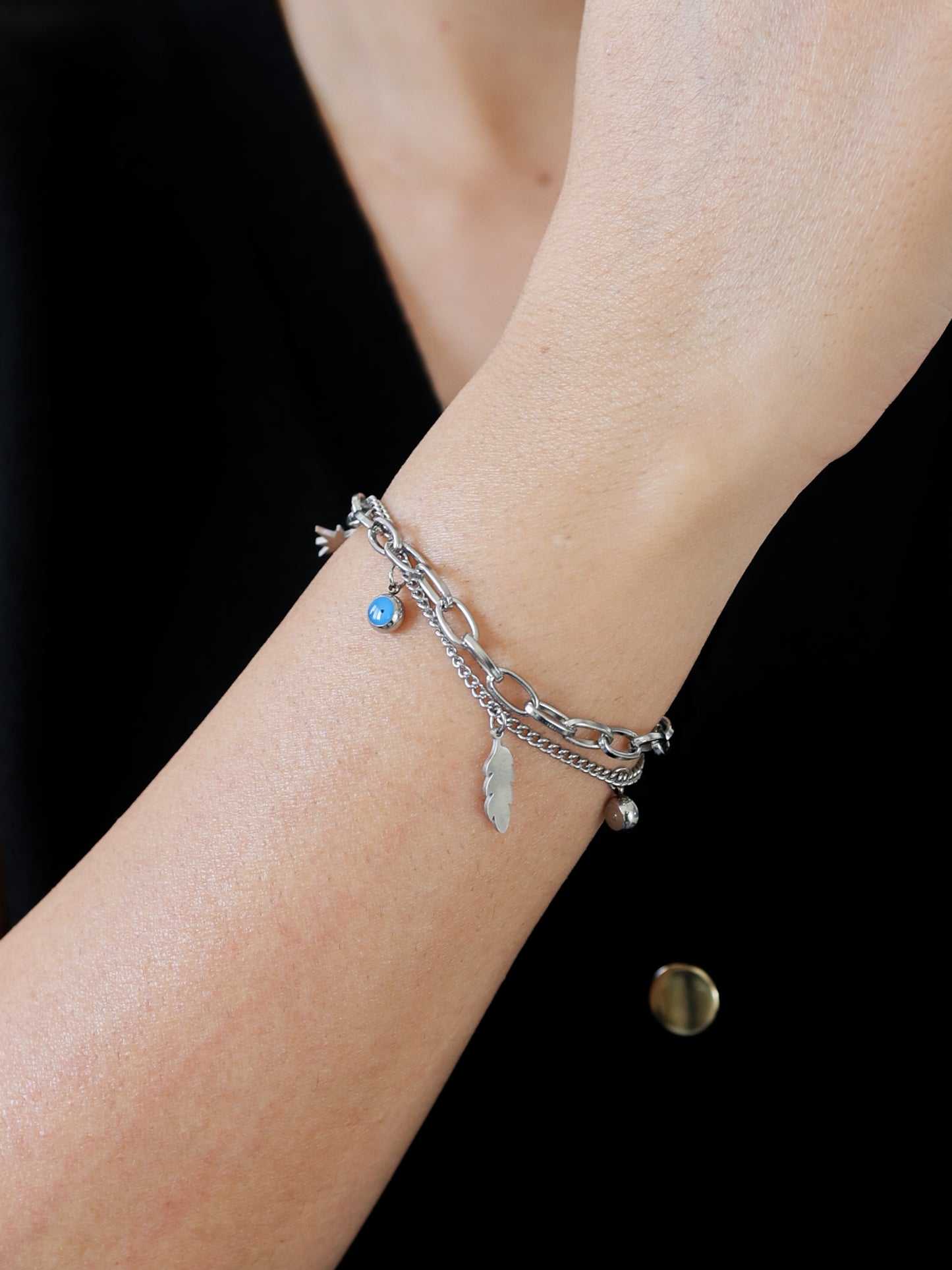 Silver Evil Eye Charm Bracelet