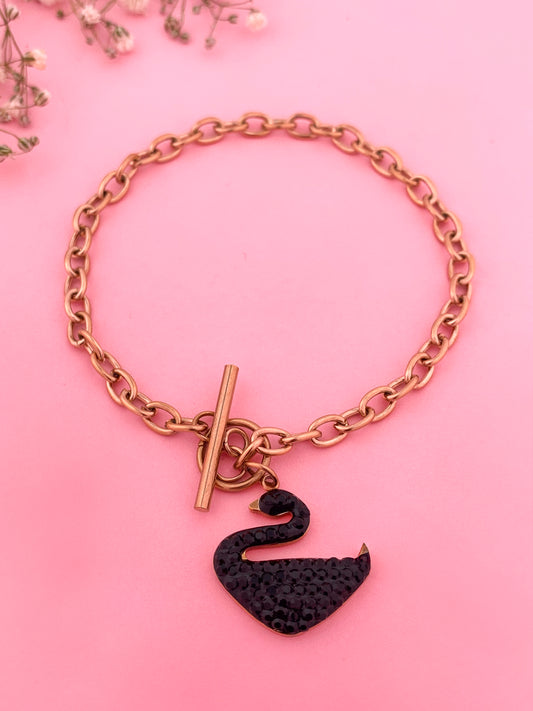 Swan Charm Link Bracelet