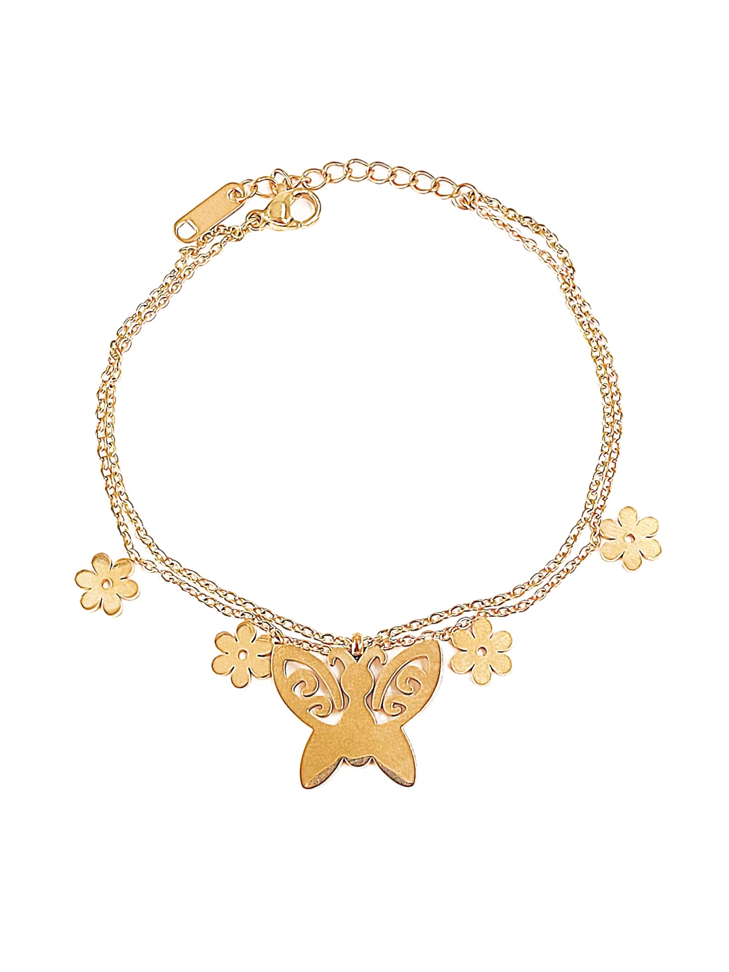 Floral Butterfly Charm Bracelet