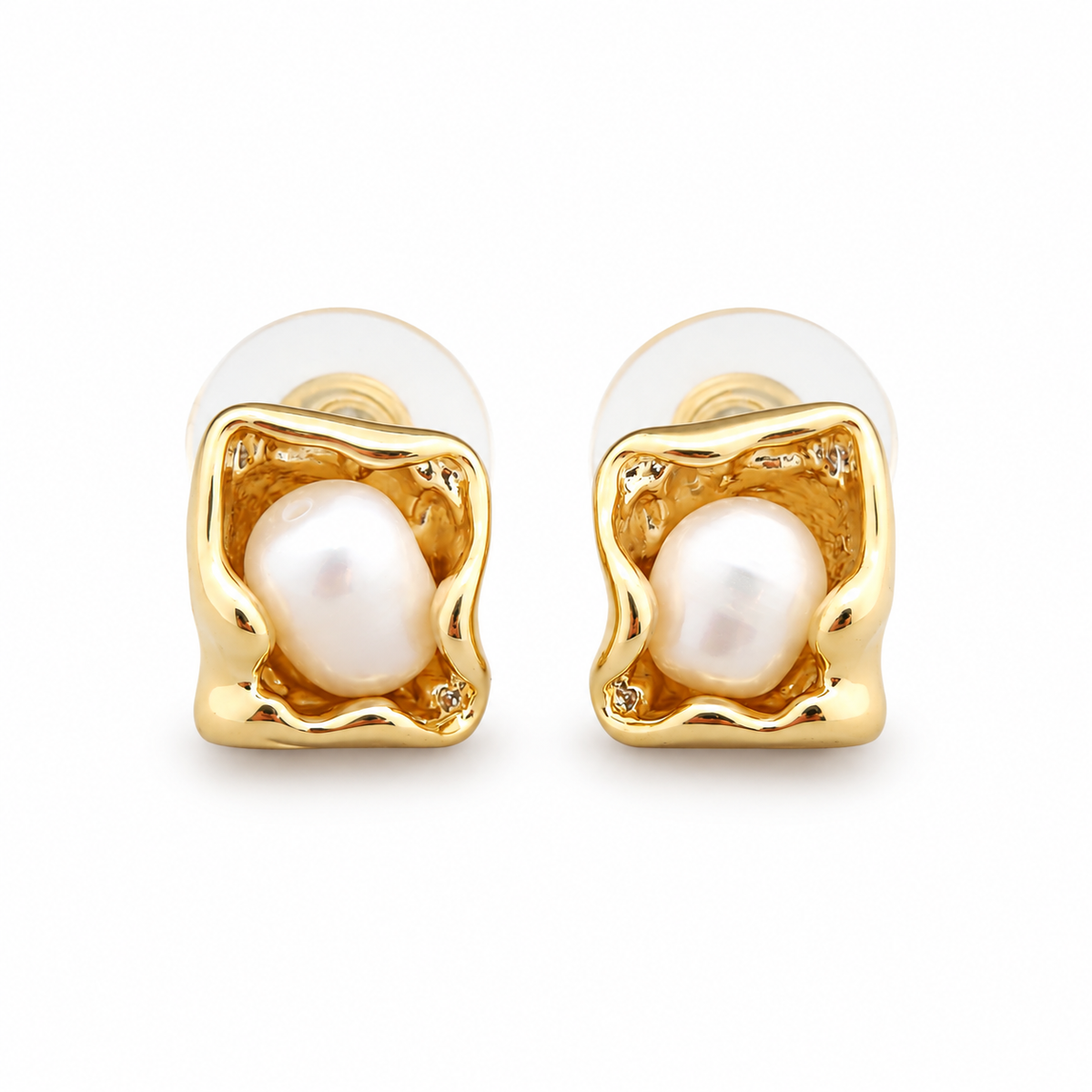 Dented Pearl Earring
