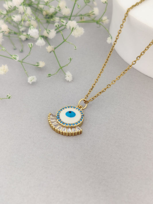 White Eyed Evil Eye Necklace