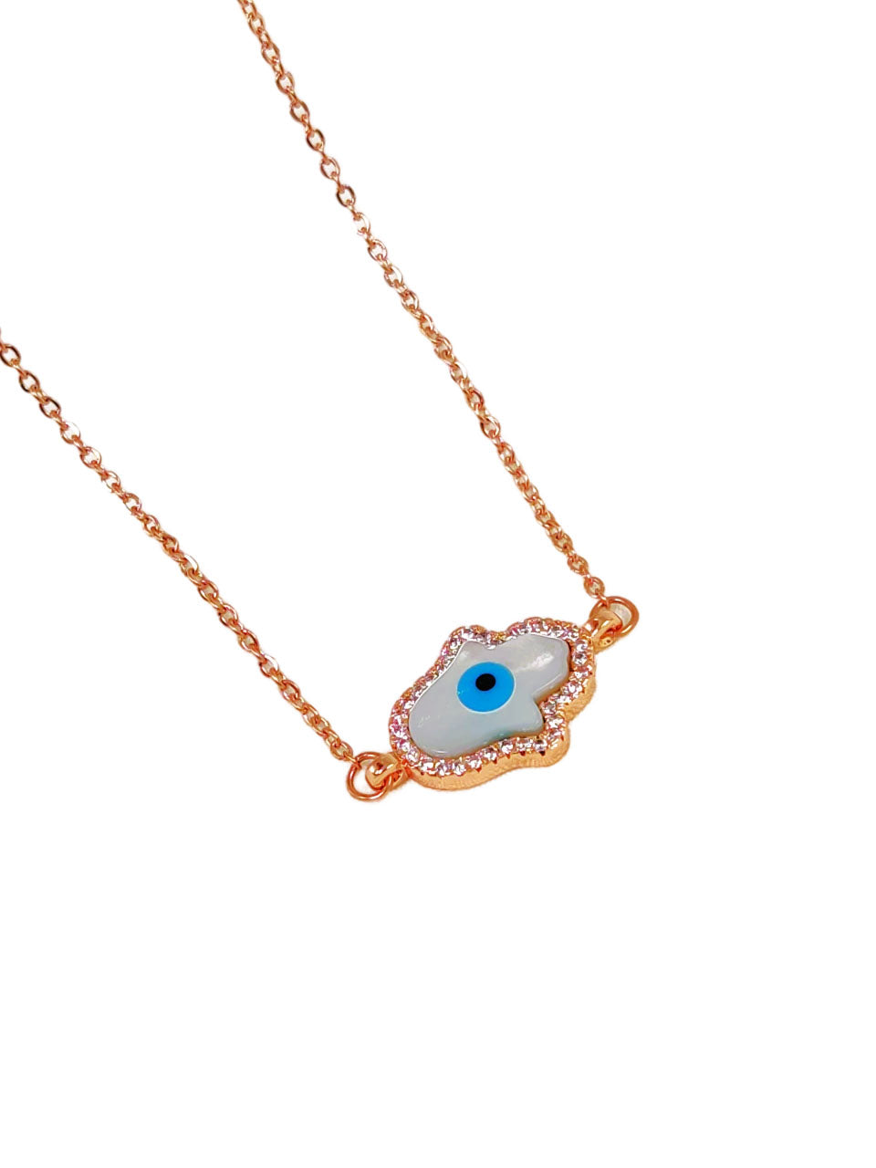 White Hamsa Necklace