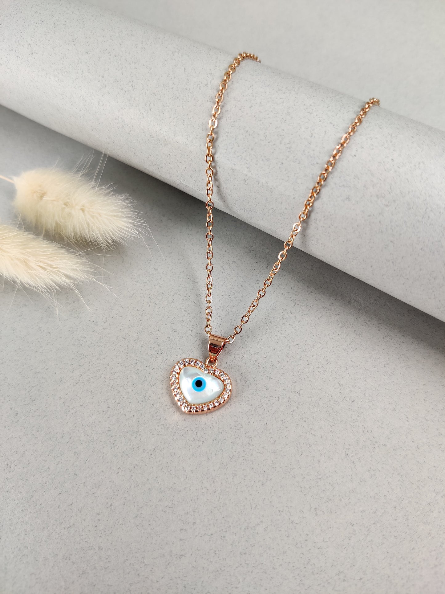 White Heart Eye Necklace