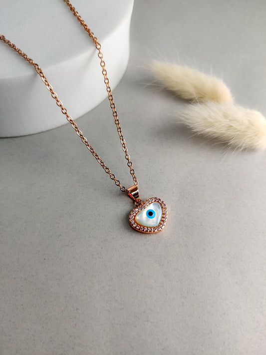 White Heart Eye Necklace