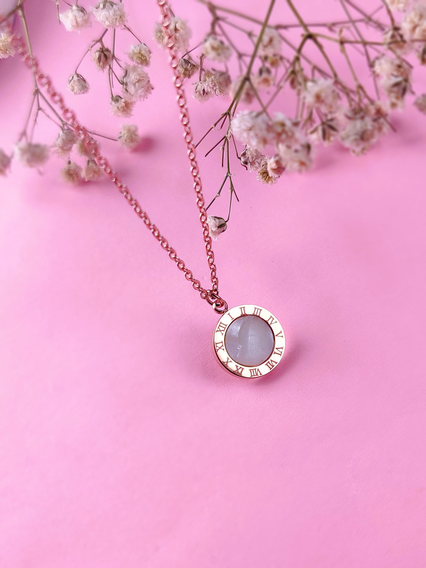 White Roman Coin Necklace