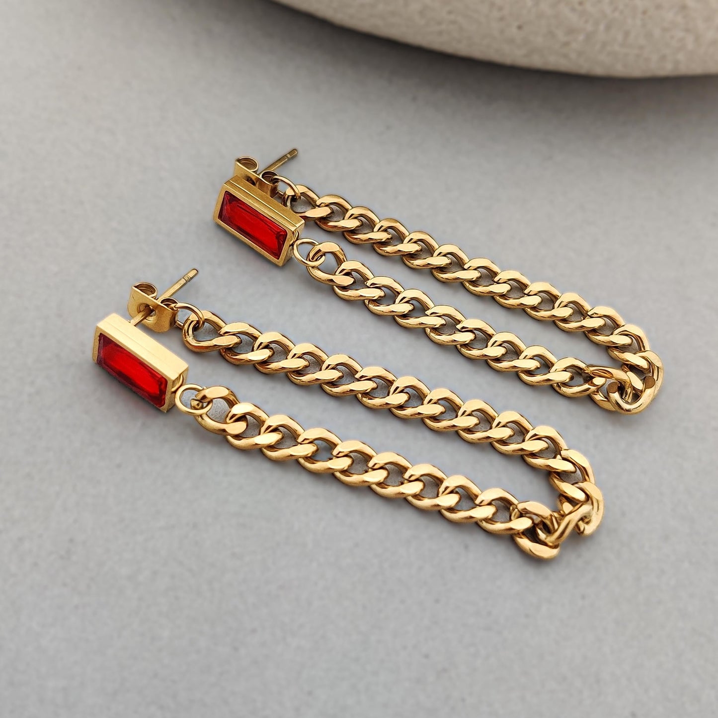 Carla Chain Earrings (Red)