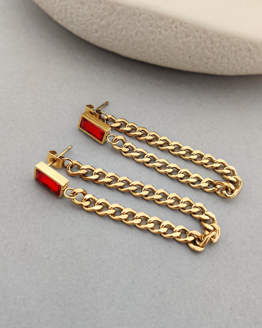 Carla Chain Earrings (Red)