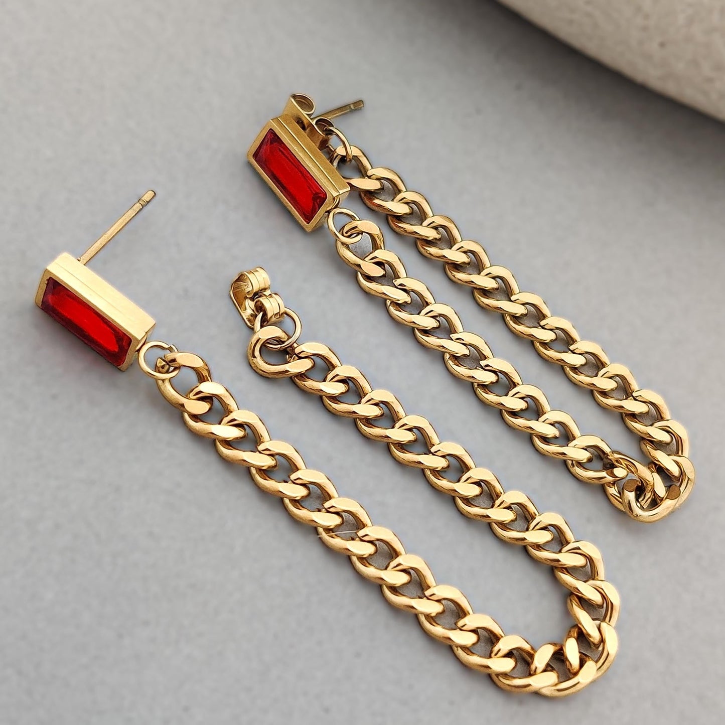 Carla Chain Earrings (Red)