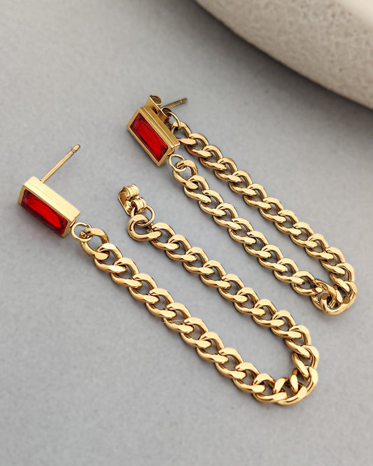 Carla Chain Earrings (Red)