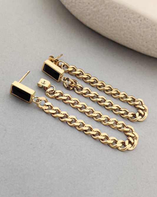 Carla Chain Earrings (Black)