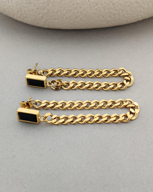 Carla Chain Earrings (Black)