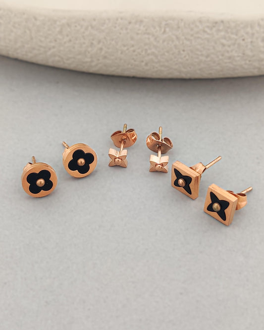 Steffy Earring Set Of 3 (Black)