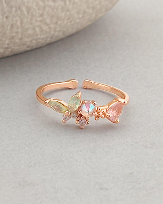 Mini Butterfly Crystal Ring (Rose gold)