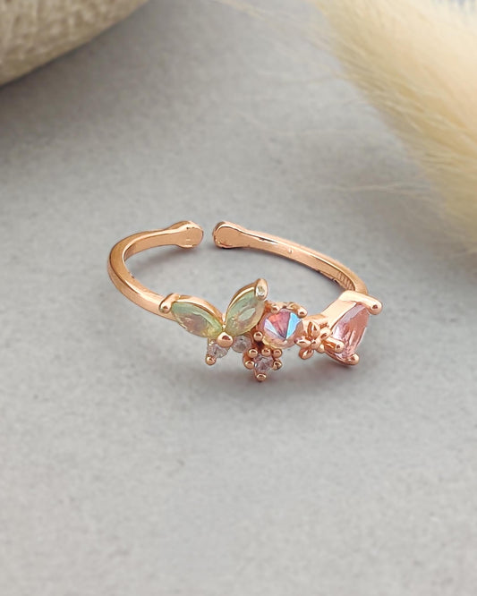 Mini Butterfly Crystal Ring (Rose gold)