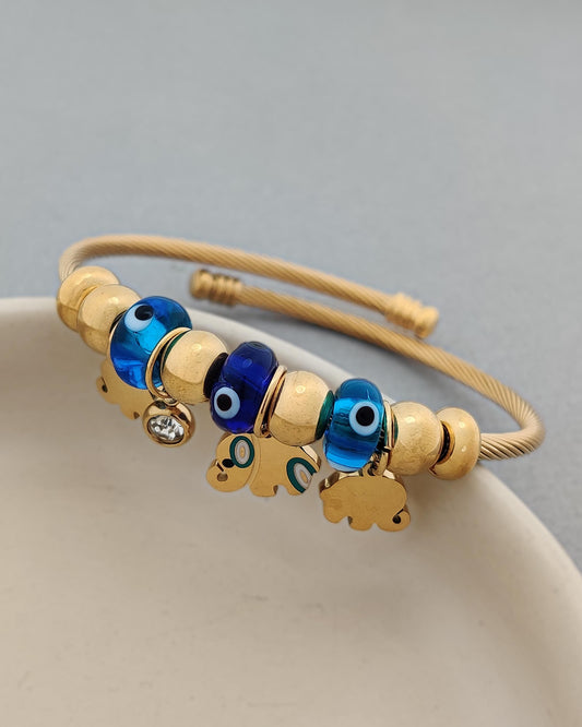 Elephant Evil Eye Charm Bracelet