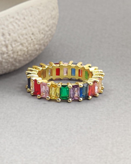 Rainbow Baguette Ring