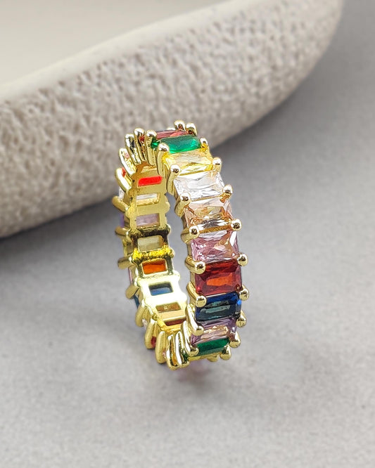 Rainbow Baguette Ring