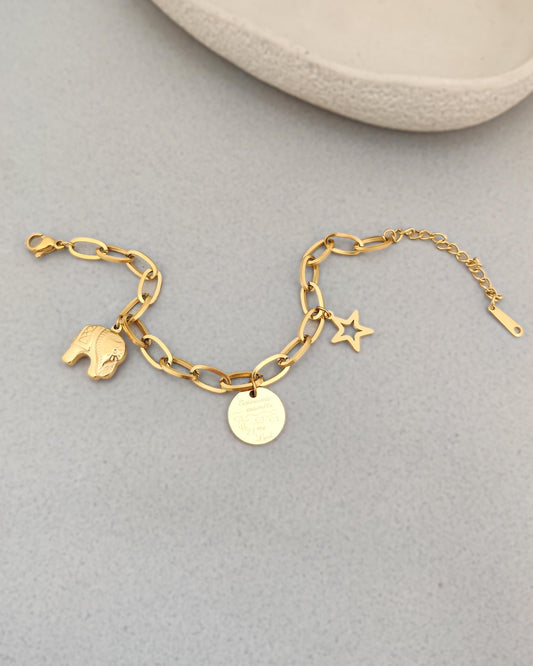 Golden Elephant Charm Bracelet