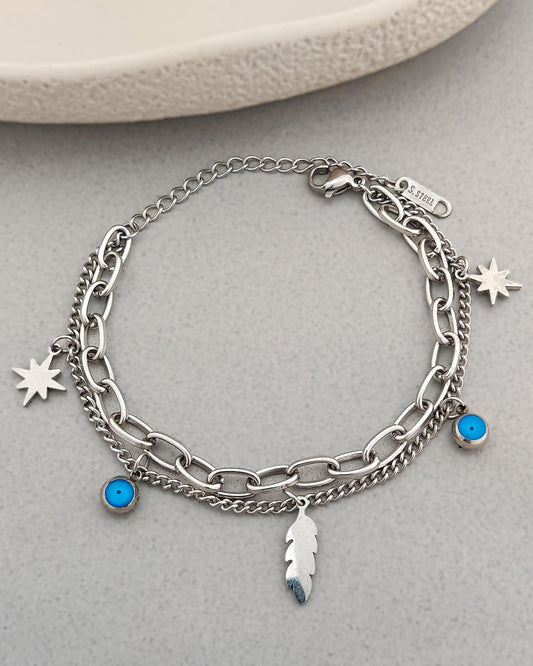 Silver Evil Eye Charm Bracelet