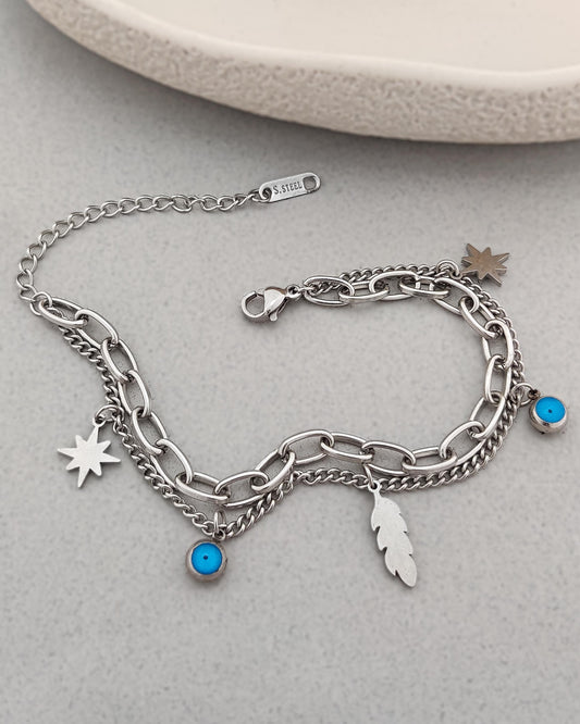 Silver Evil Eye Charm Bracelet