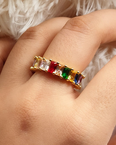 Rainbow Baguette Ring