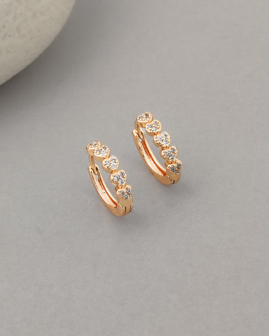 Heart Cluster Huggie Hoops