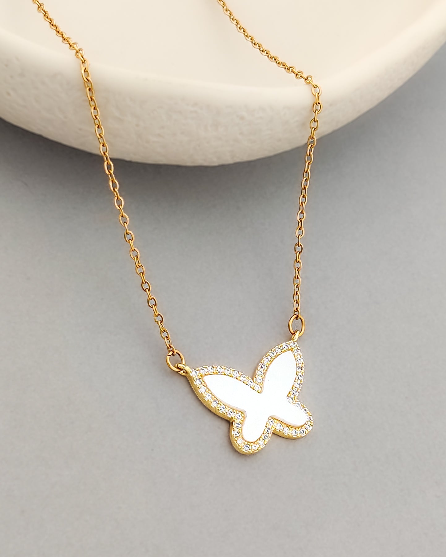 White Butterfly Necklace