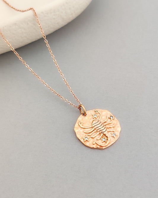 French Zodiac Coin Necklace (Scorpio)