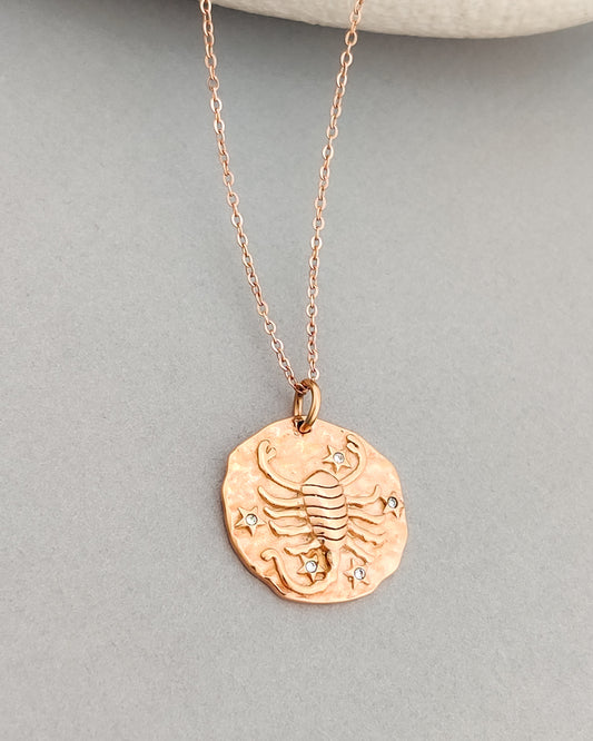 French Zodiac Coin Necklace (Scorpio)